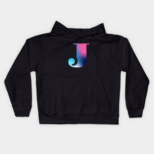 Capital Letter J Monogram Gradient Pink Blue White Kids Hoodie